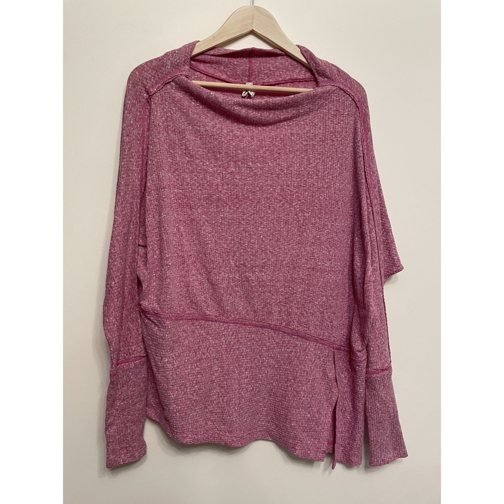 Free People Londontown Top Women Small Pink Long Sleeve‎ Asymmetrical Oversized